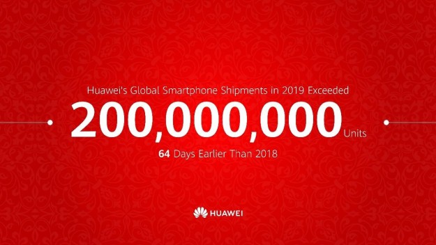 Huawei отгрузила 200 млн смартфонов за 2019 год в рекордно короткие сроки