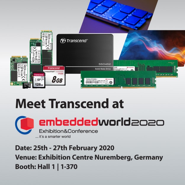 Transcend продемонстрирует свои встроенные решения на выставке Embedded World 2020