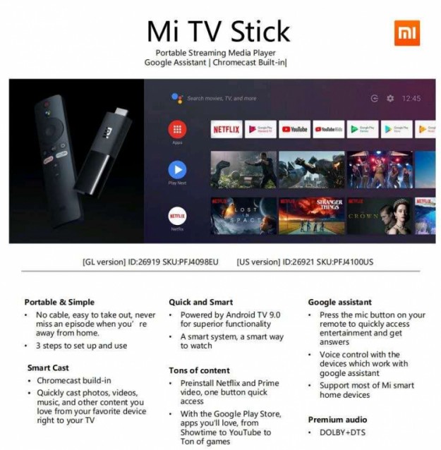 ТВ-брелок Xiaomi Mi TV Stick появится в продаже в следующем месяце за 40 евро