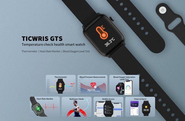 $29.9 за персонального консультанта по охране от COVID 19: TICWRIS GTS  - смарт часы с мониторингом температуры и кислорода в крови