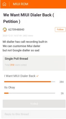 Пользователи Xiaomi настаивают на возвращении фирменной «звонилки» MIUI
