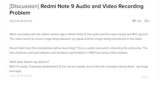Проблема рассинхронизации звука и видео на Redmi Note 9 и Redmi 9 признана официально