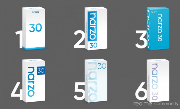 Realme предложила выбрать дизайн коробки нового игрового Narzo 30
