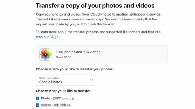 Apple запустила сервис для переноса фото из iCloud в Google Photos
