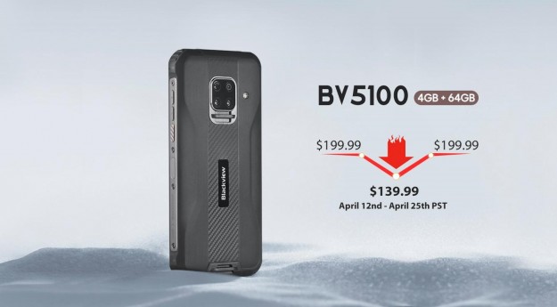 Сегодня Blackview выпускает смартфон BV5100 в версии 4 ГБ + 64 ГБ и скидкой $60