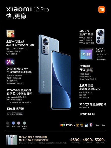В Китае начались продажи Xiaomi 12, Xiaomi 12 Pro и Xiaomi 12X